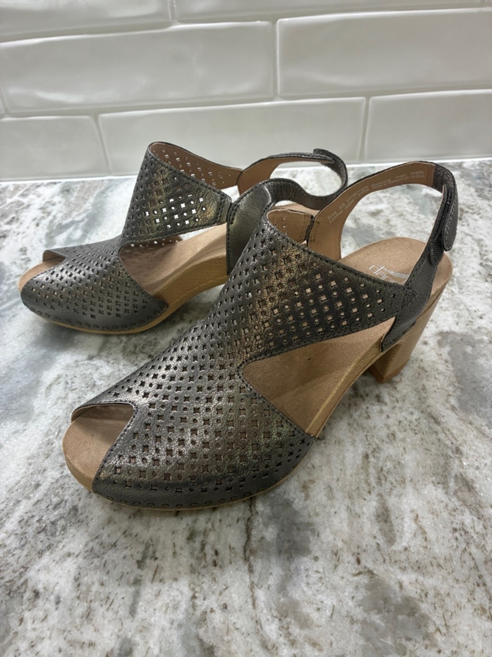 Women's Metallic Perforated Slingback Sandals - Bronze by Dansko, NWT.